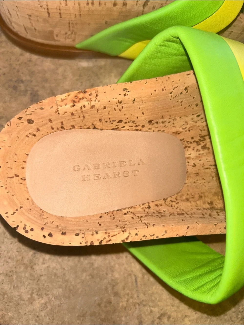 Gabriela Hearst Shoes -“Striker Leather Platform Sandals” green/tan/black/yellow